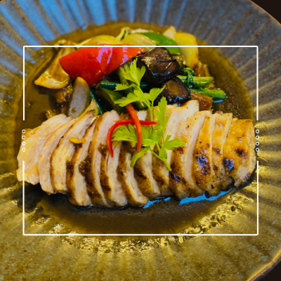 Grilled Chicken with Spicy Aubergine
